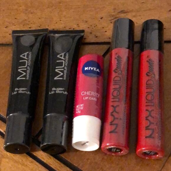 NYX, MUA, and Nivea Lip Bundle Liquid Lipstick Lip Scrub Chapstick - Picture 1 of 1